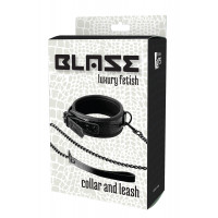 Ошейник с поводком BLAZE LUXURY COLLAR AND LEASH CROCO BLACK