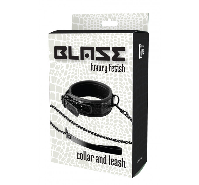 Ошейник с поводком BLAZE LUXURY COLLAR AND LEASH CROCO BLACK