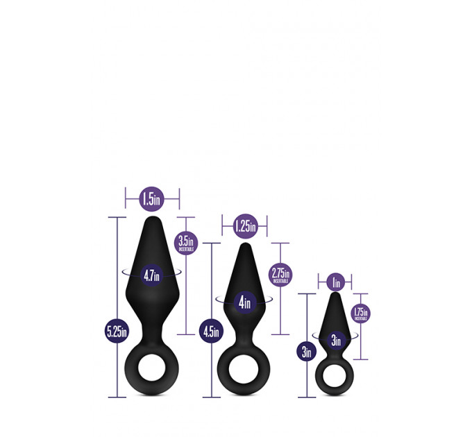 Набор анальных пробок LUXE WEARABLE NIGHT RIMMER KIT BLACK