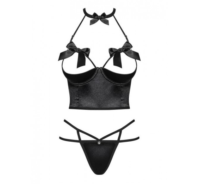 Комплект Obsessive Delishya set 2-pcs black S/M