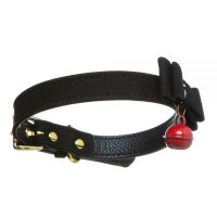 Ошейник с бантиком и колокольчиком замшевый DS Fetish Bow and Bell, черный