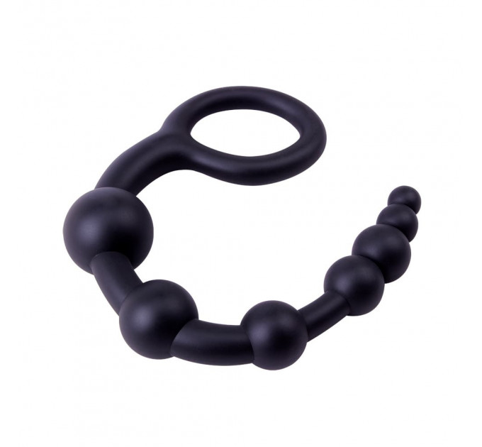 Анальная цепочка Chisa Black Mont 9.4 со звеньями разных диаметров, черная