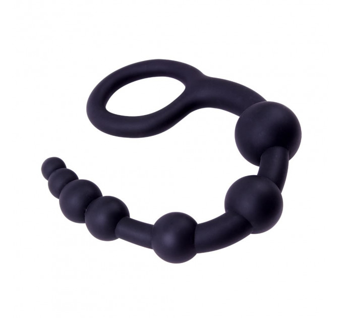 Анальная цепочка Chisa Black Mont 9.4 со звеньями разных диаметров, черная