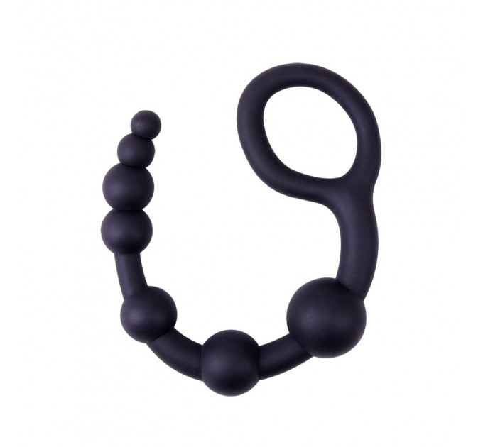 Анальная цепочка Chisa Black Mont 9.4 со звеньями разных диаметров, черная