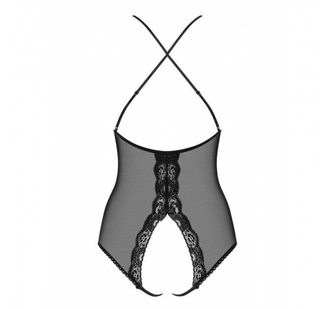 Боди из прозрачной сеточки Obsessive 841-TED-1 с открытым доступом, черный, S/M