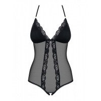 Боді із прозорої сіточки Obsessive 841-TED-1 з відкритим доступом, чорний, S/M