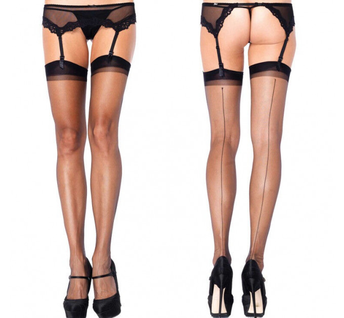Черные чулки Leg Avenue Ultra Sheer Backseam