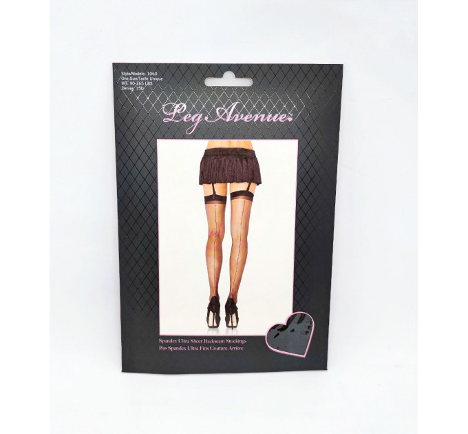 Черные чулки Leg Avenue Ultra Sheer Backseam