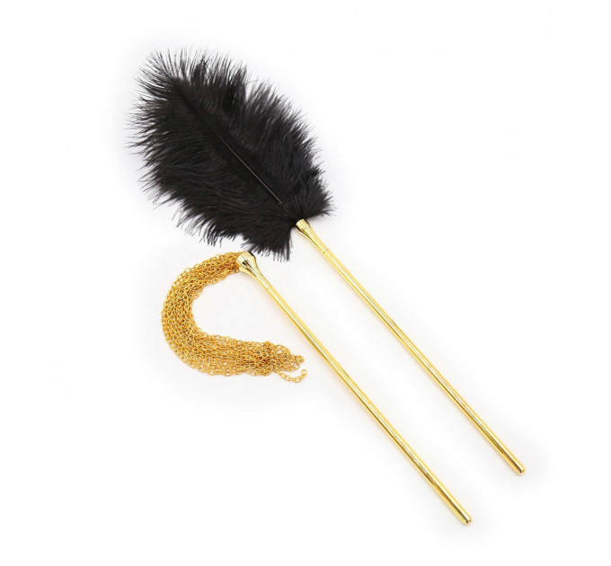 Перо для лоскотання з металевим батогом DS Fetish золото Whip Sex Feather