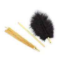 Перо для лоскотання з металевим батогом DS Fetish золото Whip Sex Feather