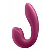 Подвійний смарт вібратор із вакуумною стимуляцією Satisfyer Sunray Connect App Berry бордовий