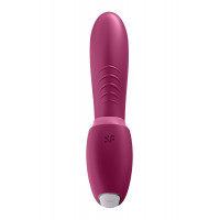 Подвійний смарт вібратор із вакуумною стимуляцією Satisfyer Sunray Connect App Berry бордовий