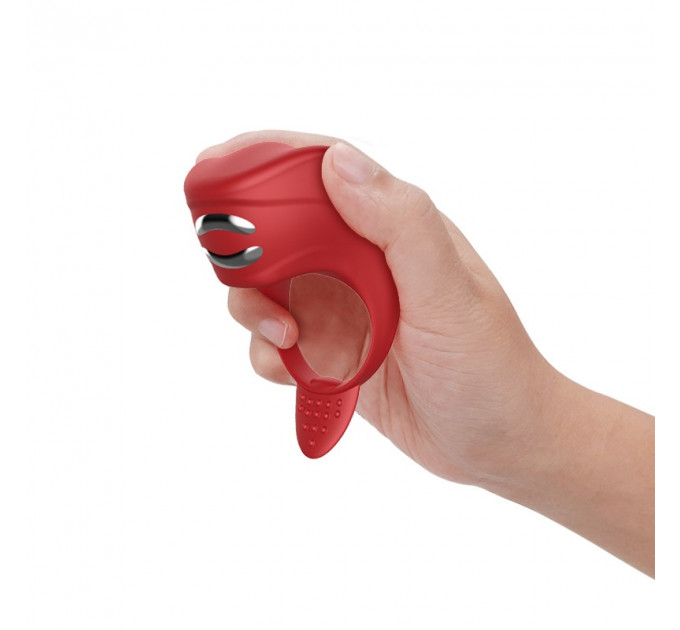 Эрекционное кольцо с электростимуляцией Foxshow – Vibrator – Silicone Ring Red USB