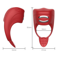 Ерекційне кільце з електростимуляцією Foxshow – Vibrator – Silicone Ring Red USB