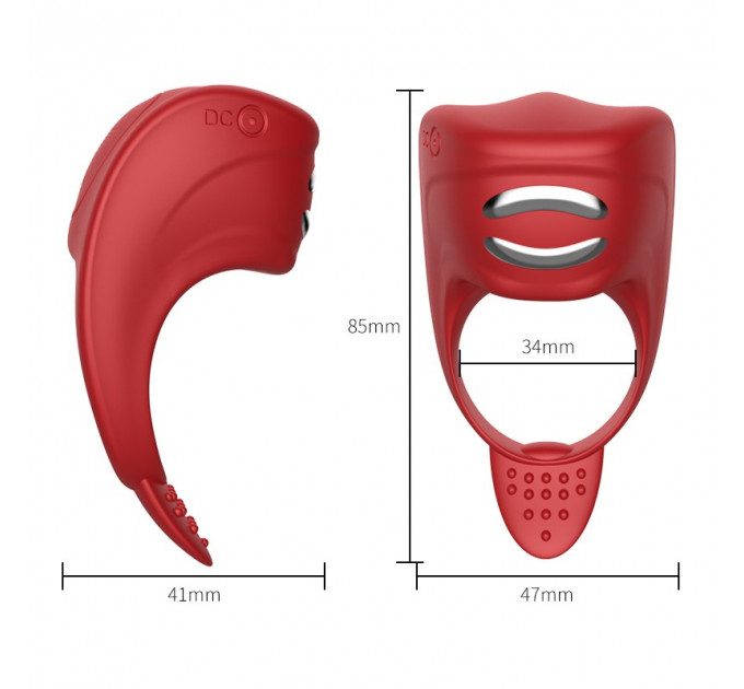 Эрекционное кольцо с электростимуляцией Foxshow – Vibrator – Silicone Ring Red USB