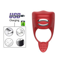 Ерекційне кільце з електростимуляцією Foxshow – Vibrator – Silicone Ring Red USB