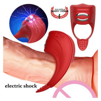 Ерекційне кільце з електростимуляцією Foxshow – Vibrator – Silicone Ring Red USB
