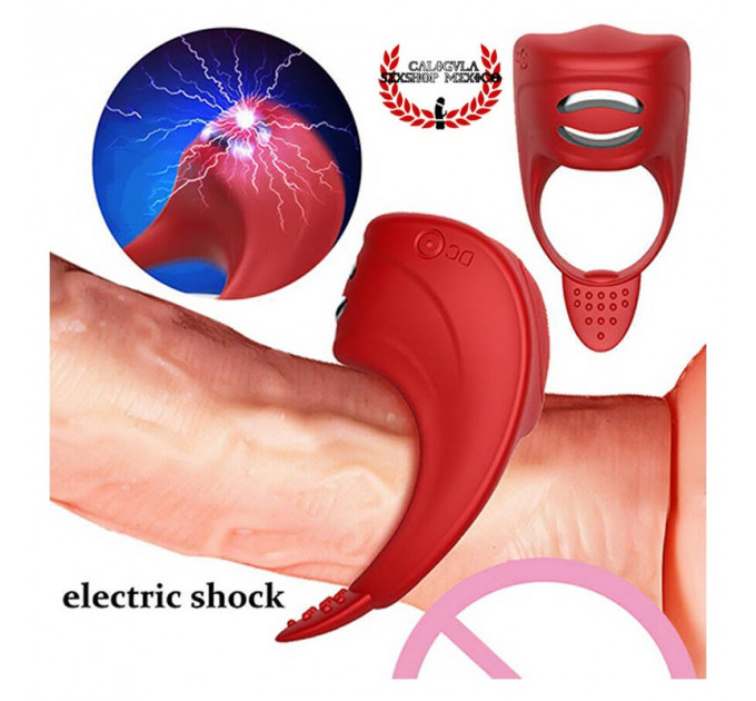 Эрекционное кольцо с электростимуляцией Foxshow – Vibrator – Silicone Ring Red USB