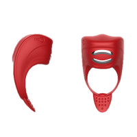 Ерекційне кільце з електростимуляцією Foxshow – Vibrator – Silicone Ring Red USB