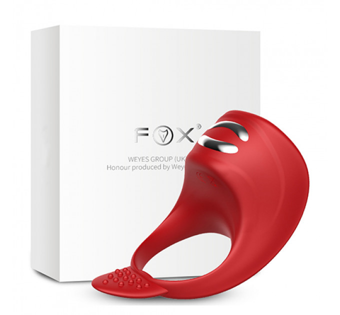 Эрекционное кольцо с электростимуляцией Foxshow – Vibrator – Silicone Ring Red USB