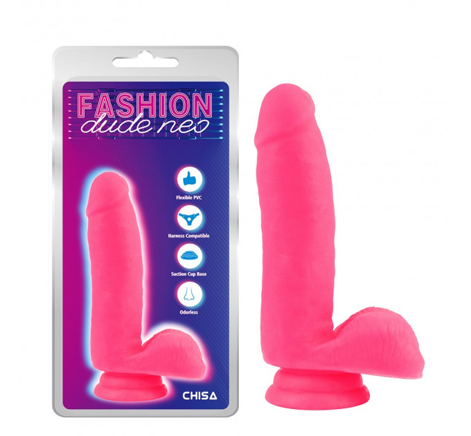 Фаллоимитатор с мошонкой на присоске Chisa Fashion Dude Neo 17 см, розовый