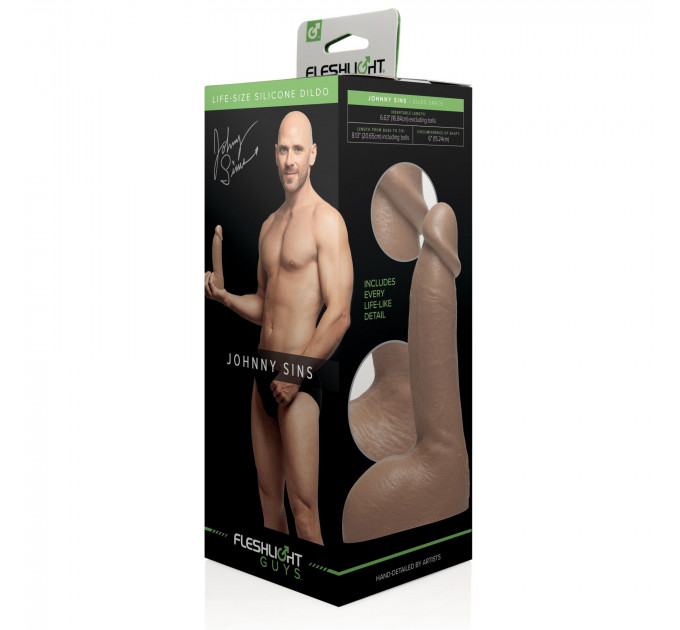 Фаллоимитатор с мошонкой, реалистичный Fleshjack Guys JOHNNY SINS DILDO, бежевый, 24.8 х 4.8 см