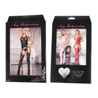 Комбінезон прозорий Star Night Foxy Suspender Style з імітацією панчох, чорний