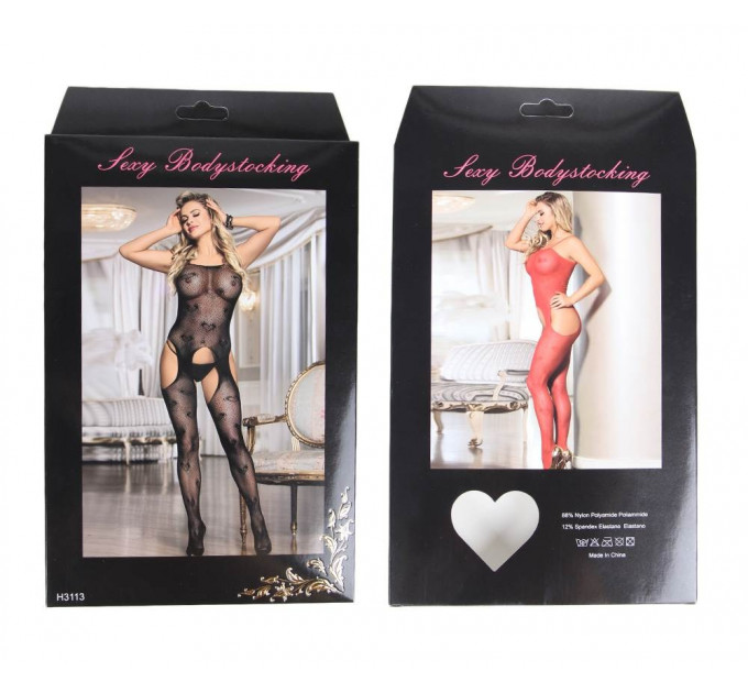 Комбинезон с узором сердечками Star Night Heart Mesh с имитацией чулков, XS-M