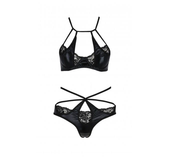 Комплект белья с декоративными эллементами NAVEL SET black S/M - Passion