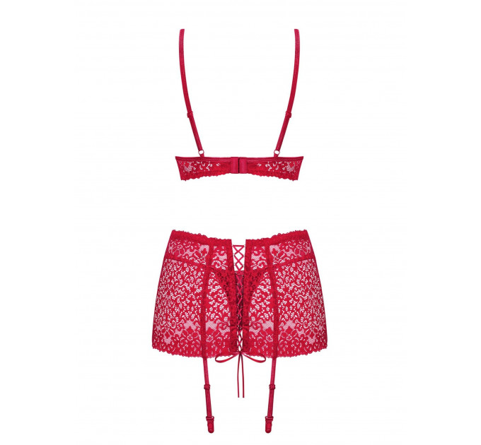 Комплект Obsessive Lividia 3 pcs set red S/M