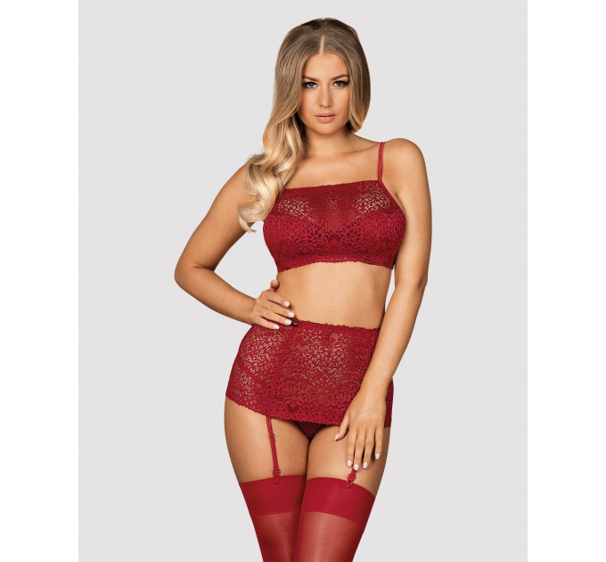 Комплект Obsessive Lividia 3 pcs set red S/M