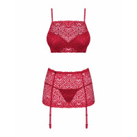 Комплект Obsessive Lividia 3 pcs set red S/M