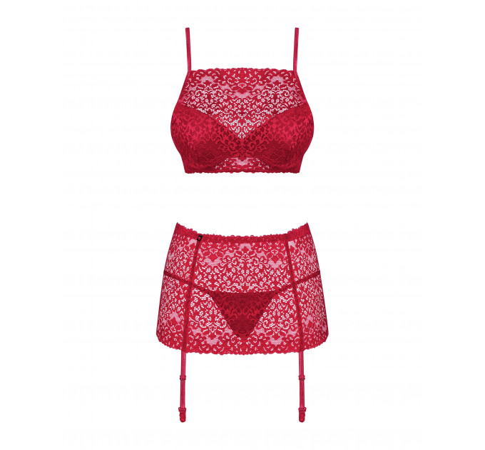 Комплект Obsessive Lividia 3 pcs set red S/M