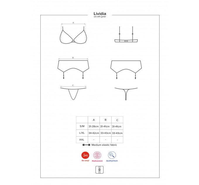 Комплект Obsessive Lividia 3 pcs set red S/M