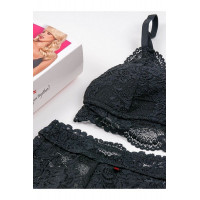 Комплект з поясом для панчіх Obsessive 810-SEG-1 3 pcs set black S/M