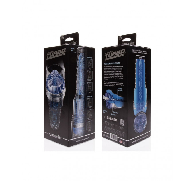 Мастурбатор в колбе с вибрацией и имитацией орального секса Fleshlight Turbo Core Blue Ice, голубой