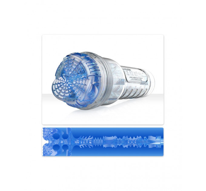 Мастурбатор в колбе с вибрацией и имитацией орального секса Fleshlight Turbo Core Blue Ice, голубой