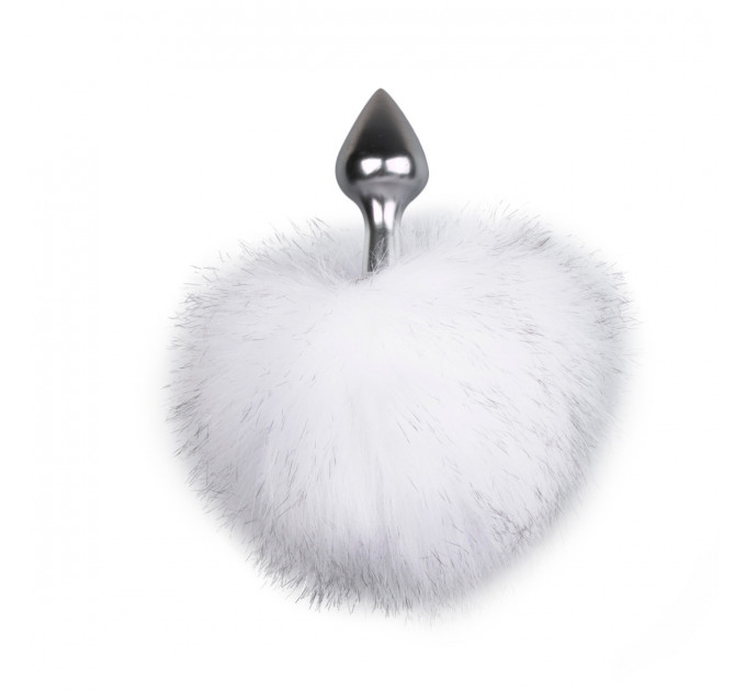 Металлическая анальная пробка с помпоном белый Bunny Tail Plug Easy Toys