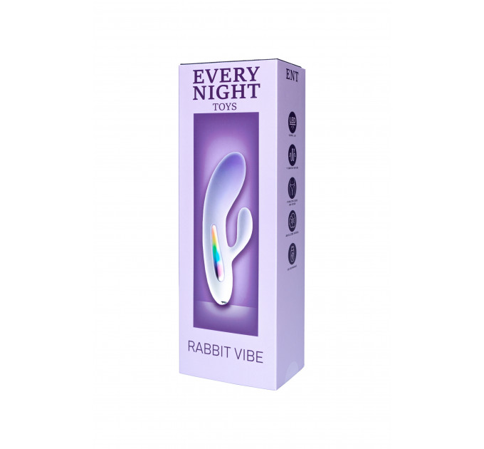 Міні вібратор кролик із кольоровим світлодіодом Every Night Toys, 7 режимів вібрації, бузковий градієнт