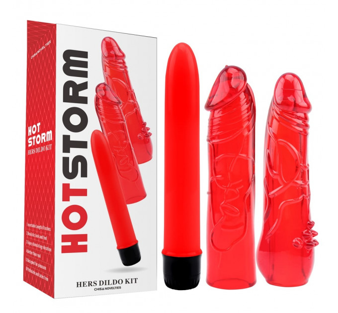 Набор вибратор + 2 насадки Chisa Hotstorm Hers Dildo Kit