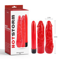 Набір вібратор + 2 насадки Chisa Hotstorm Hers Dildo Kit червоний