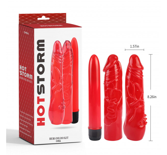 Набор вибратор + 2 насадки Chisa Hotstorm Hers Dildo Kit