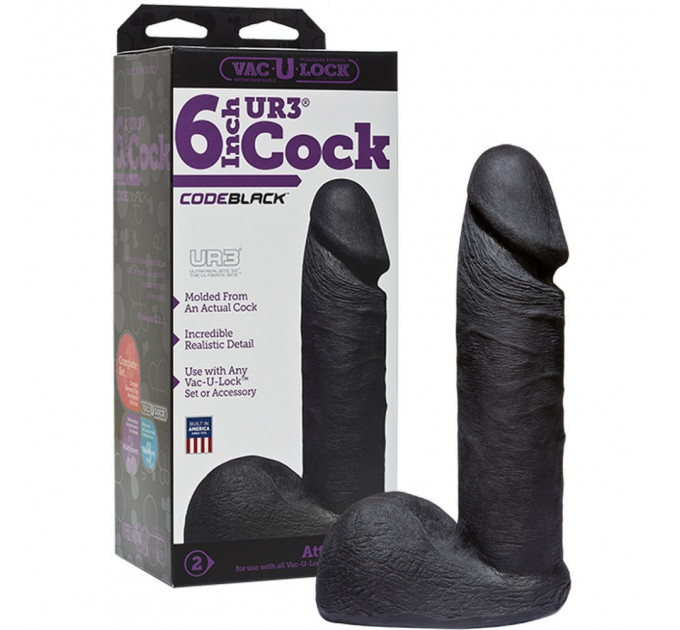 Насадка на страпон (фалоімітатор), 6 Vac-U-Lock CodeBlack