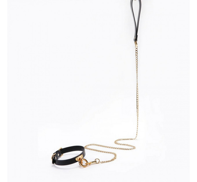 Ошейник-чокер с кольцом, итальянская кожа Leather Cosplay Choker UPKO, размер L