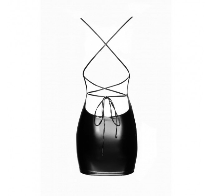 Платье с открытой спиной и глубоким декольте виниловое Noir Handmade черное, S