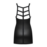 Платье винил Obsessive Leatheria chemise & thong, в комплекте стринги, черный, S/M