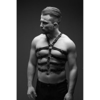 Портупея чоловіча One Size Р50 з натуральної шкіри, з чотирма ременями на торсі, чорна