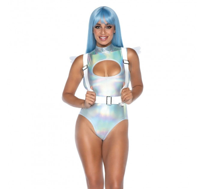 Портупея с крыльями Leg Avenue Furry Angel wing body harness белого цвета, O/S