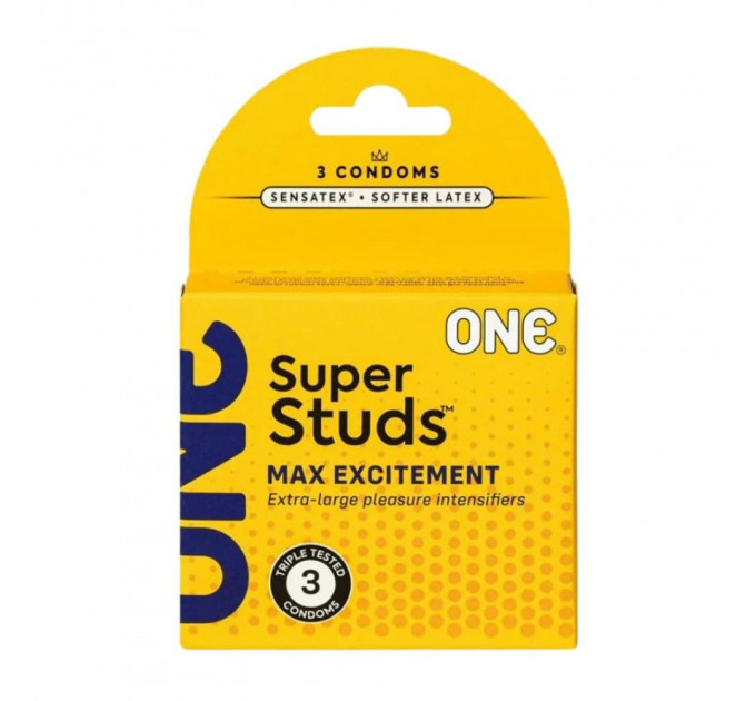 Презервативи ONE Super Studs рельєфні в упаковці (ціна за упаковку, 3 шт.)