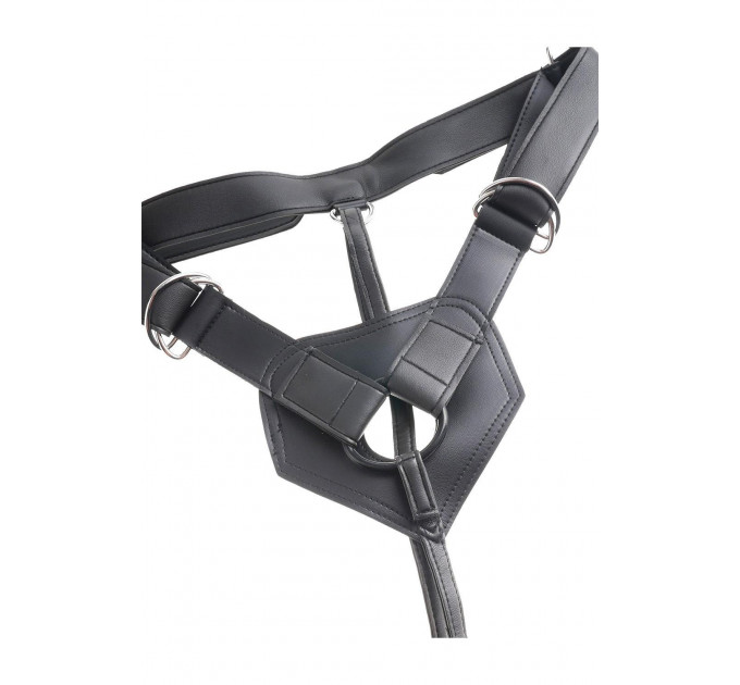 Ремінна чорна збруя Pipedream King Cock Strap-On Harness з реалістичним фалоімітатором, 20 см